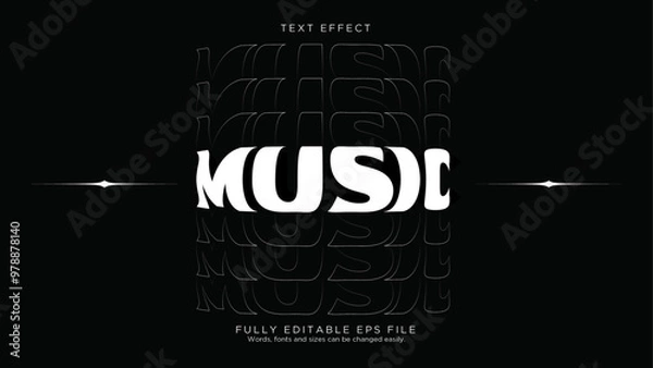 Fototapeta Music Distortion Text Effect Font Style