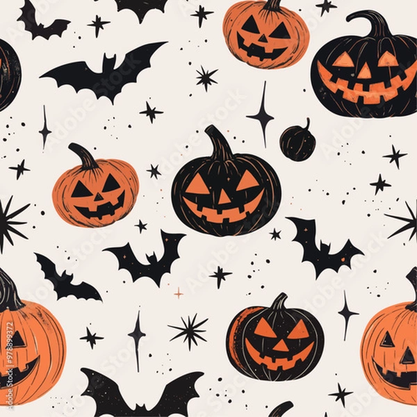 Obraz Hand drawn Halloween doodle seamless pattern