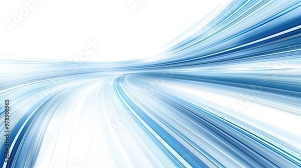 Fototapeta Abstract blue white lines forming tunnel speed and movement