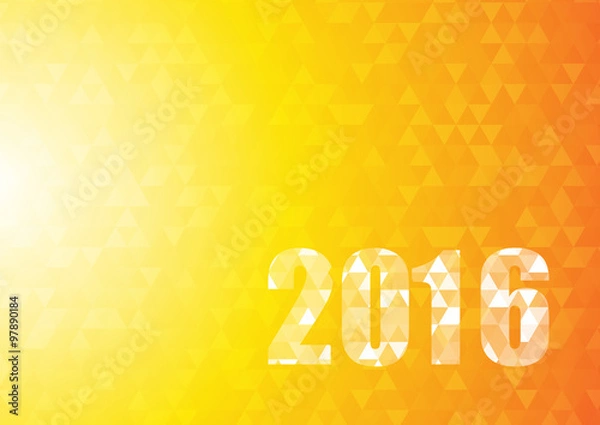 Obraz Vector : Abstract triangle on yellow orange background with 2016
