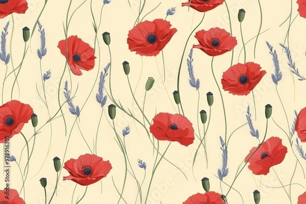 Fototapeta ALL OVER DESIGN . FLOWER ALL OVER. digital printing textile pattern wallpaper colorful flower with watercolor background-illustration. Beautiful simple AI generated image