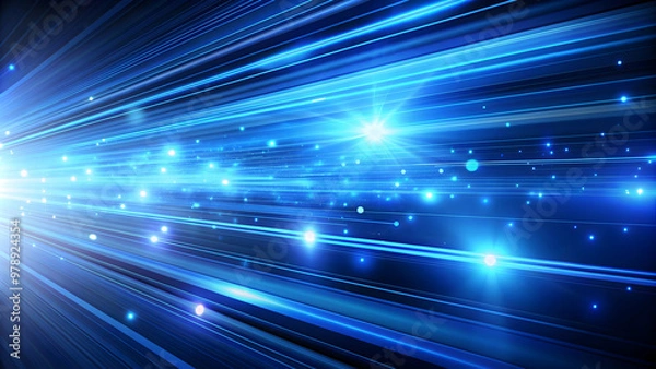 Fototapeta Abstract blue speed light technology with shape background, Technology, abstract, blue, speed, light, background, digital