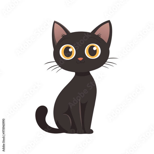 Fototapeta Cute Black Cat Halloween Vector Design Element, Cute Halloween Cat Vector Clipart Design.