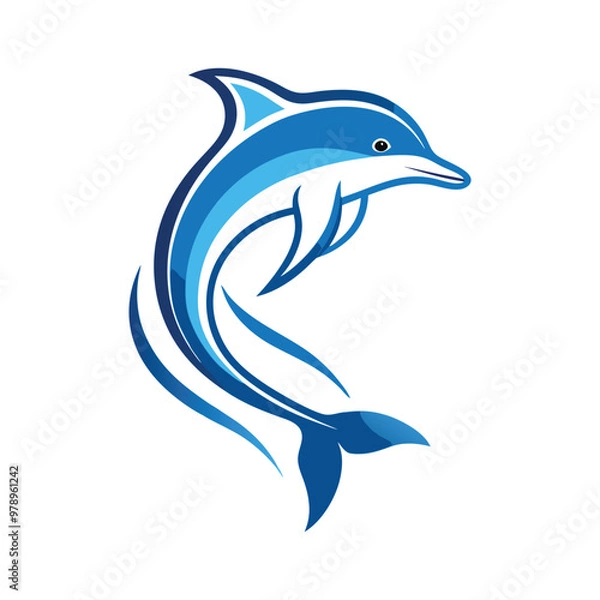 Obraz Ocean Elegance: Dolphin Line Art Silhouette