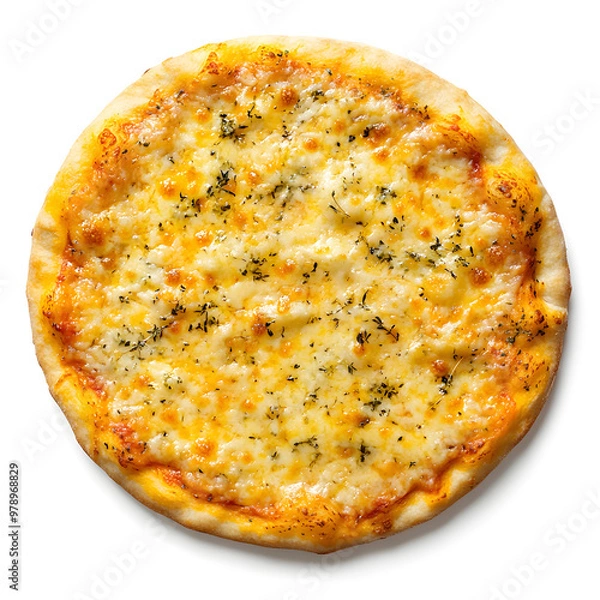 Obraz Top view quattro formaggi cheese pizza isolated on white background