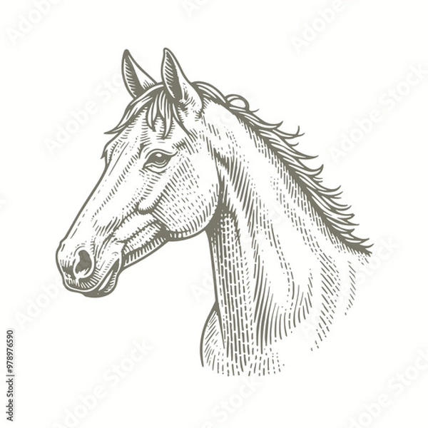 Fototapeta engraving of a horse head in a sketch style