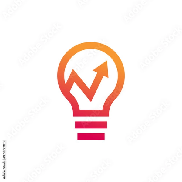 Fototapeta Simple electrical bulb with arrow symbol logo.