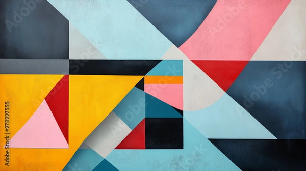 Fototapeta Abstract geometric art emphasizes shapes, patterns, symmetry, and expressive design.