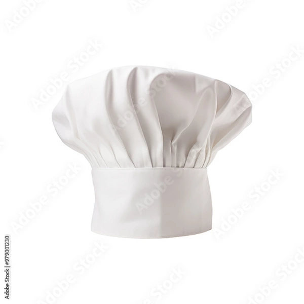 Fototapeta A white pleated chef's hat is isolated on a white background. Perfect for culinary designs, restaurant menus, cooking websites, and chef related projects. Generative AI