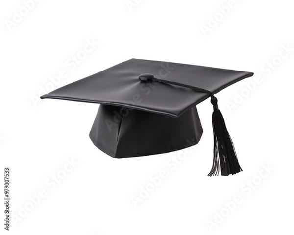 Fototapeta A black graduation cap with a gold tassel symbolizes achievement. Suitable for graduation designs, invitations, and educational concepts. Generative AI