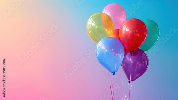 Obraz colorful balloons floating in pink and blue gradient color background
