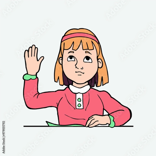 Fototapeta Girl with a book present in the class