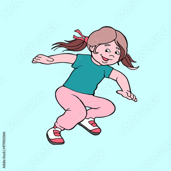 Fototapeta jumping child in the air vector drawing