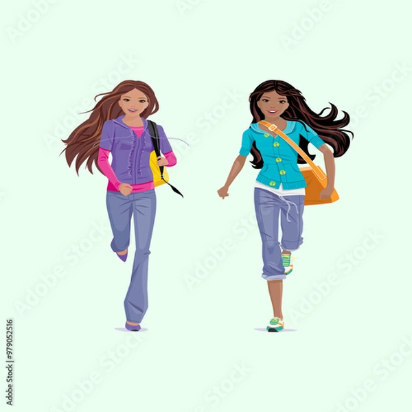 Fototapeta two children playing with bubbles