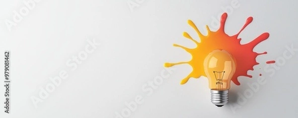 Fototapeta A creative light bulb with vibrant paint splash, symbolizing inspiration and imagination in a modern design.