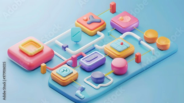 Fototapeta User Flow icon Product Design 3D cartoon