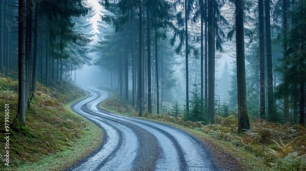 Obraz A tranquil rural landscape featuring lush green rolling hills under a clear blue sky.