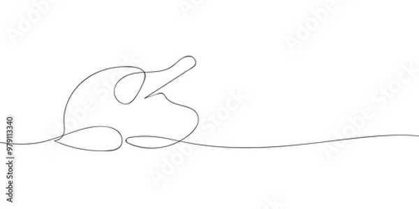 Fototapeta A single line drawing of a thanksgiving turkey. Continuous line chiken meat icon. One line icon. Vector illustration.