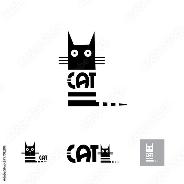 Fototapeta Black cat logo. Vector image. Four options of  logo.