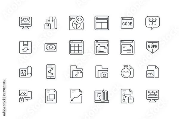 Fototapeta Browser Interface, Browser Interface, Coding, vector illustration, business and icons