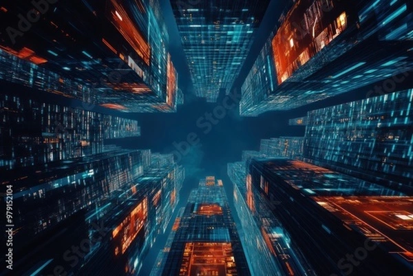 Obraz Futuristic Cityscape at Night