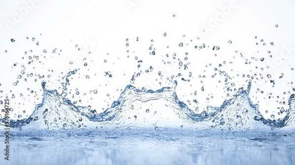 Obraz Water Splash  Blue Liquid  Droplets  Ripples  Clean Water  Refreshing  Texture  Background