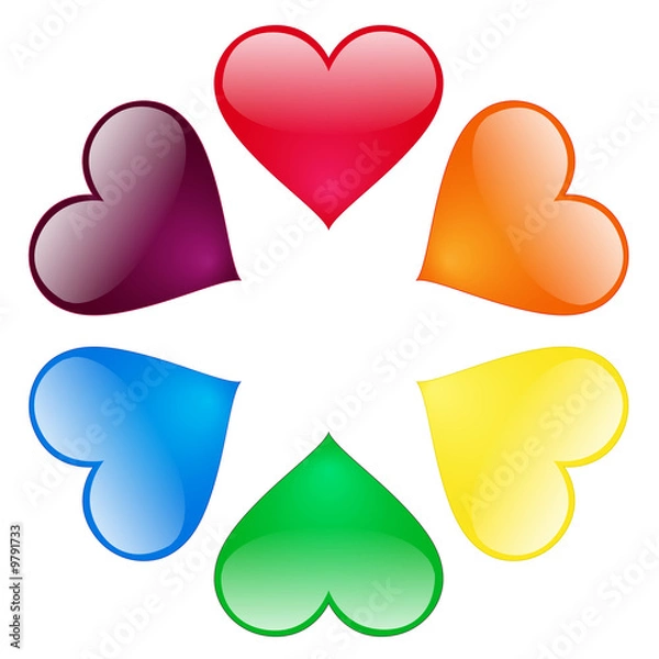 Obraz coeurs aqua cercle chromatique