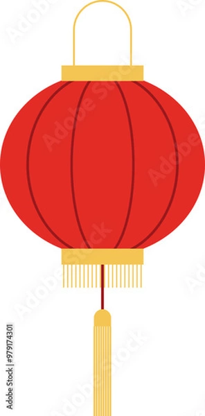 Fototapeta Chinese New Year Red Lantern.
Red Hanging Chinese Lantern flat vector.
Lunar New Year and Mid-Autumn Festival Lantern Decoration image. 
Chinese lantern festival isolated svg.
