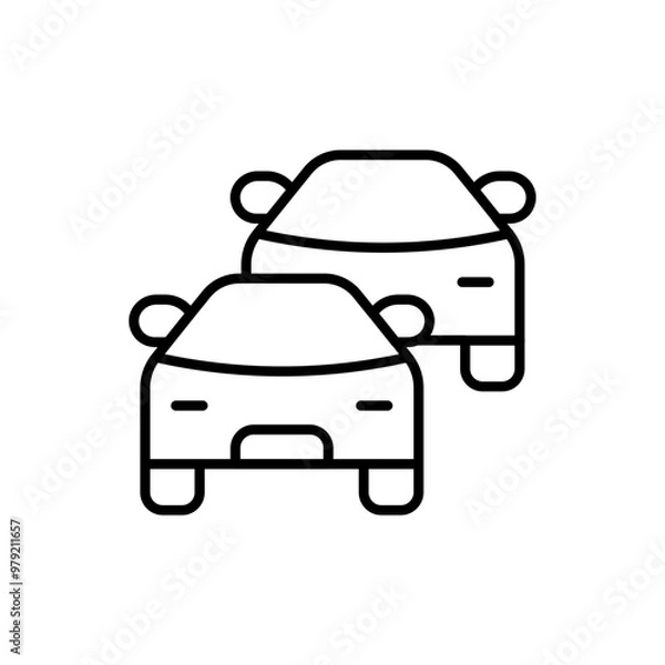 Obraz Traffic jam outline icons, minimalist vector illustration ,simple transparent graphic element .Isolated on white background