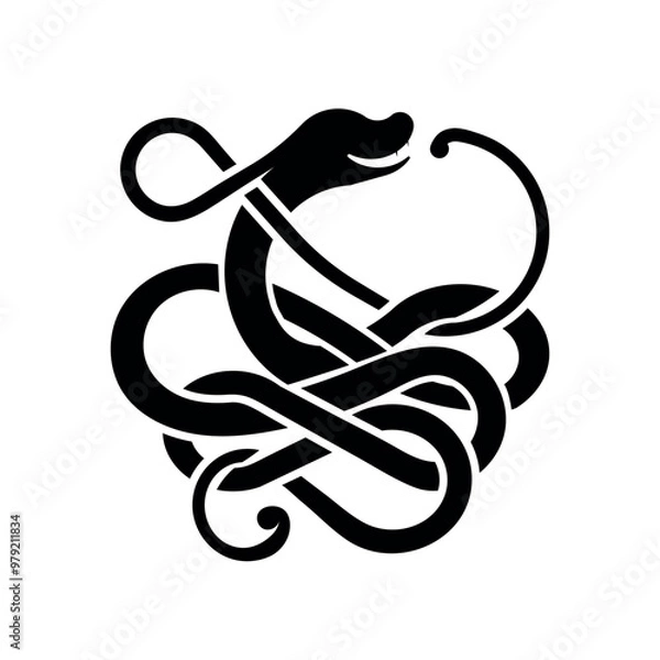Fototapeta Serpentine Celtic pattern. Binding. Knot. Celtic. Endless knot. Symbol of the year. Snake. Template for plotter laser cutting (cnc), wood carving, paper cutting, metal engraving or printing.