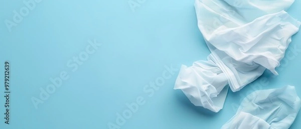 Fototapeta A blue background with a white lace item on it