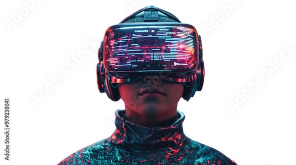 Obraz Cyberpunk Avatar with VR Headset, Immersed in Virtual World