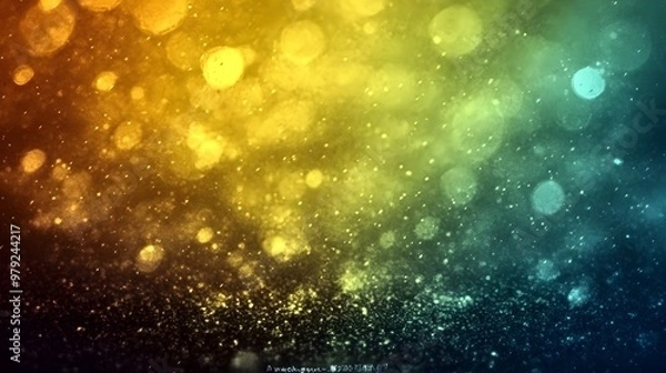 Fototapeta Abstract Yellow and Green Bokeh Background with Glitter and Sparkles