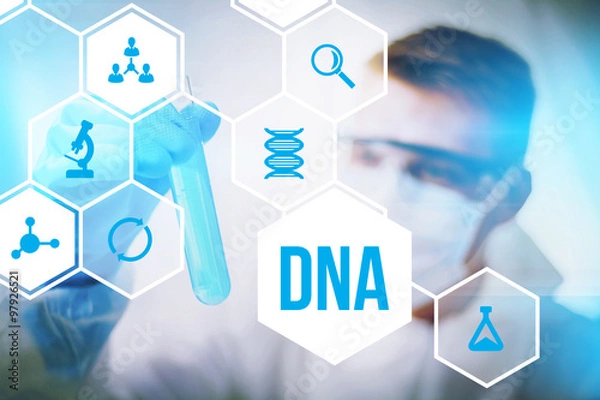 Fototapeta DNA molecule research or forensic science use.