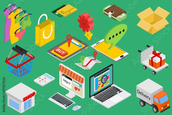 Obraz Online shopping - isometric items