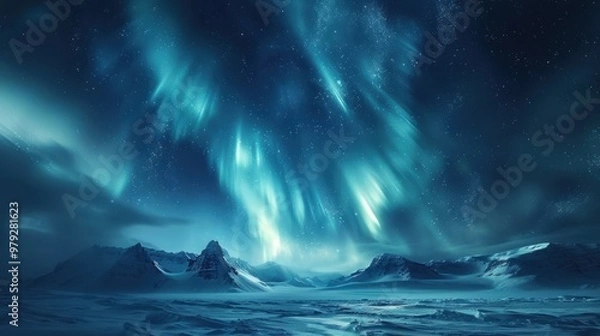 Fototapeta The aurora often has a beautiful and dazzling blue color at the south pole.