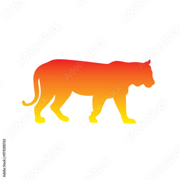 Fototapeta The silhouette of a tiger. Original vector illustration in vintage style isolated on white background.