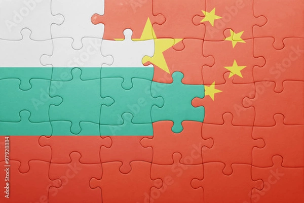 Fototapeta puzzle with the national flag of bulgaria and china