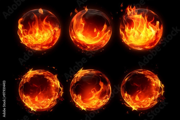 Fototapeta burnning of circle on black background