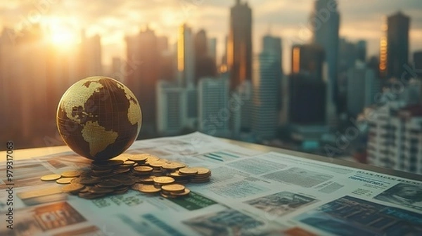 Obraz Global financial strategist developing financial inclusion plans in an urban setting, financial inclusion strategies, economic empowerment