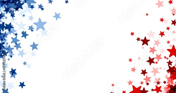 Obraz Red and blue stars forming a patriotic border, ideal for U.S. election themes or patriotic events. Suitable for text overlays or design backgrounds.