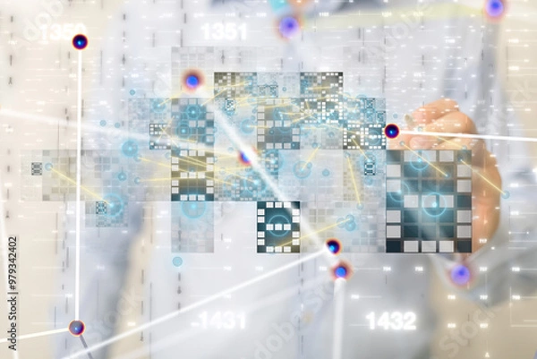 Fototapeta Abstract Futuristic infographic with Visual data complexity