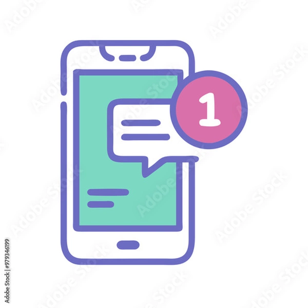 Obraz Smartphone message notification icon in minimalist style