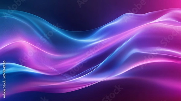 Fototapeta A vibrant abstract background with a smooth gradient transitioning from deep purple to electric blue, with soft dynamic waves creating a sense of movement.