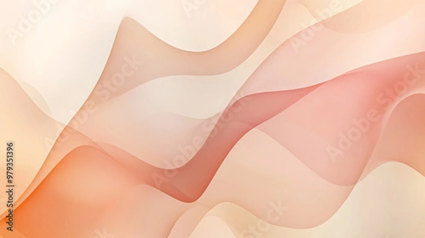 Fototapeta Elegant abstract background in warm beige and soft coral, with smooth neumorphic shapes casting subtle shadows for a clean, modern aesthetic.