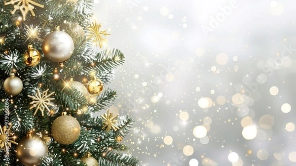 Fototapeta Christmas tree with sparkling ornaments