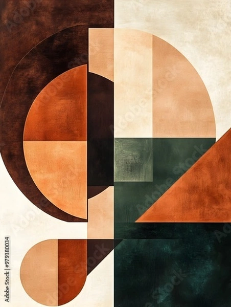 Fototapeta Earthy-Toned Geometric Abstract Art with Visually Impactful yet Balanced Composition
