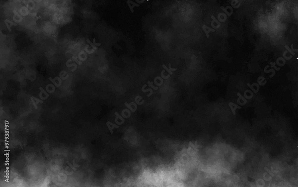 Fototapeta Abstract black and white realistic smoke clouds with shadow overlay effect background. Mystery dark background with spooky white light and fog. Vector illustration of smoky mist toxic vapor on floor.