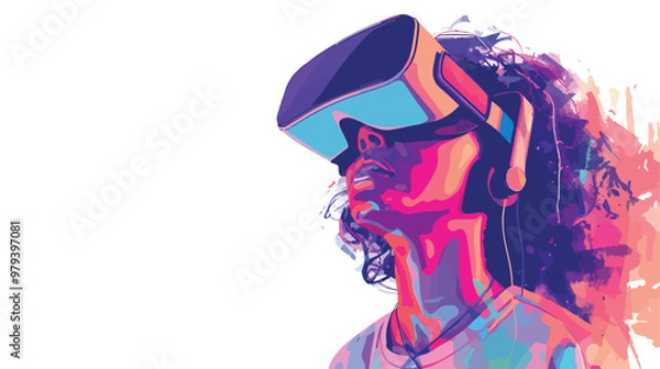 Fototapeta Virtual Reality Experience Mixed Media Vector Illustration