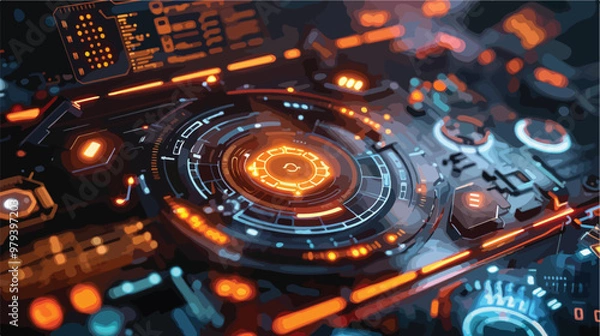 Fototapeta Virtual Interface Icon AR 16:9 - Futuristic Technology Concept Design